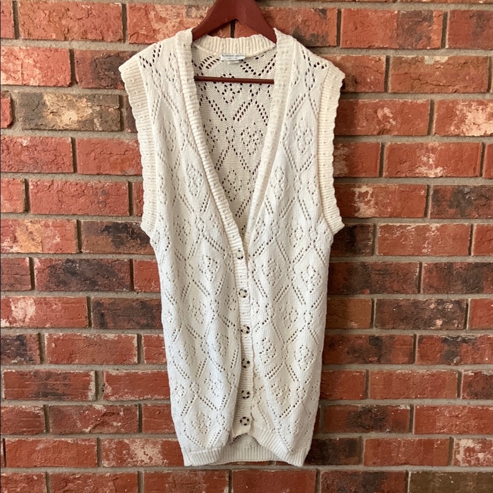 Vintage Colter Bay Cream Sleeveless Knit Cardigan